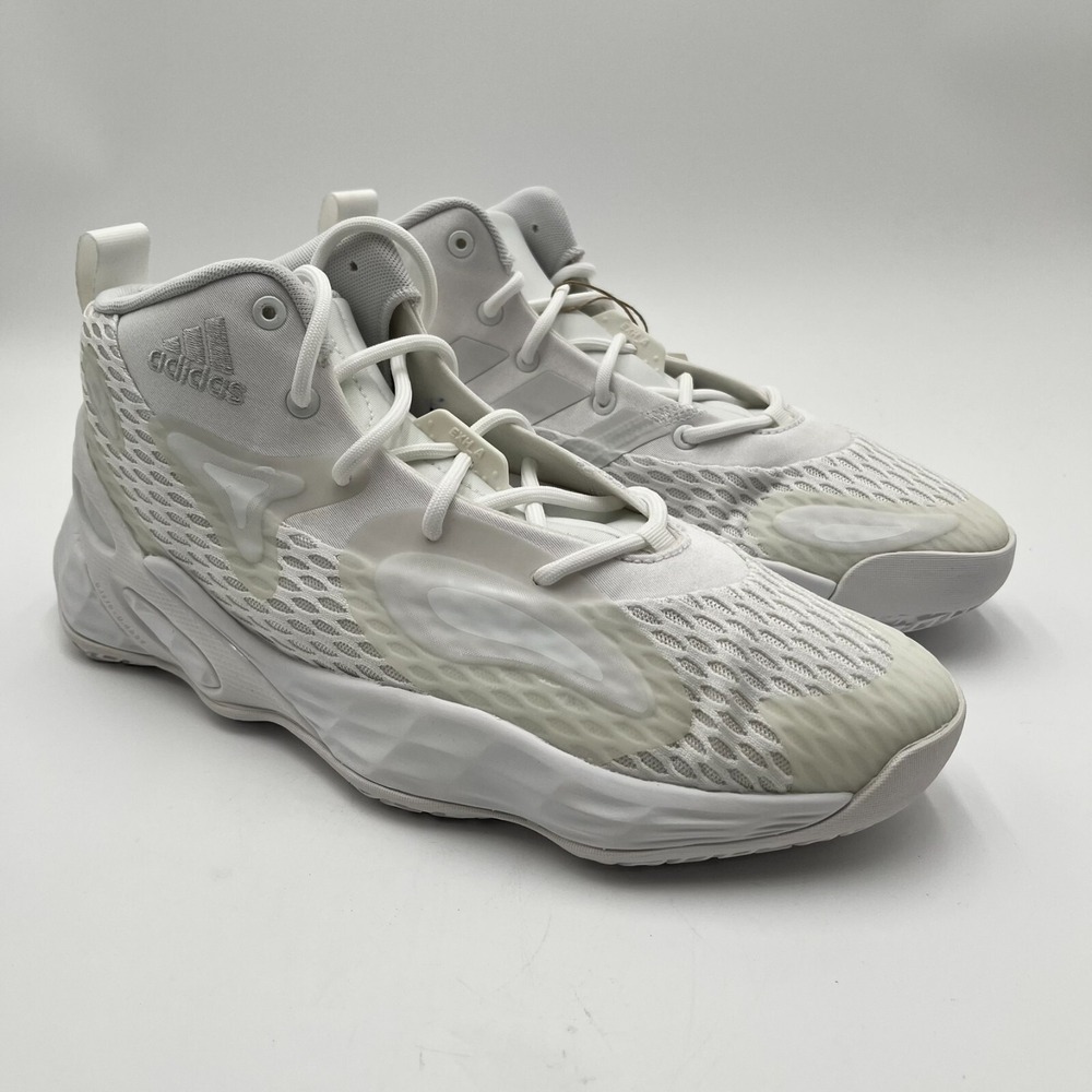 Adidas Exhibit A Mid Mens 8.5 White Crystal Basketball Shoes Sneakers NEW NIB - Picture 3 of 10